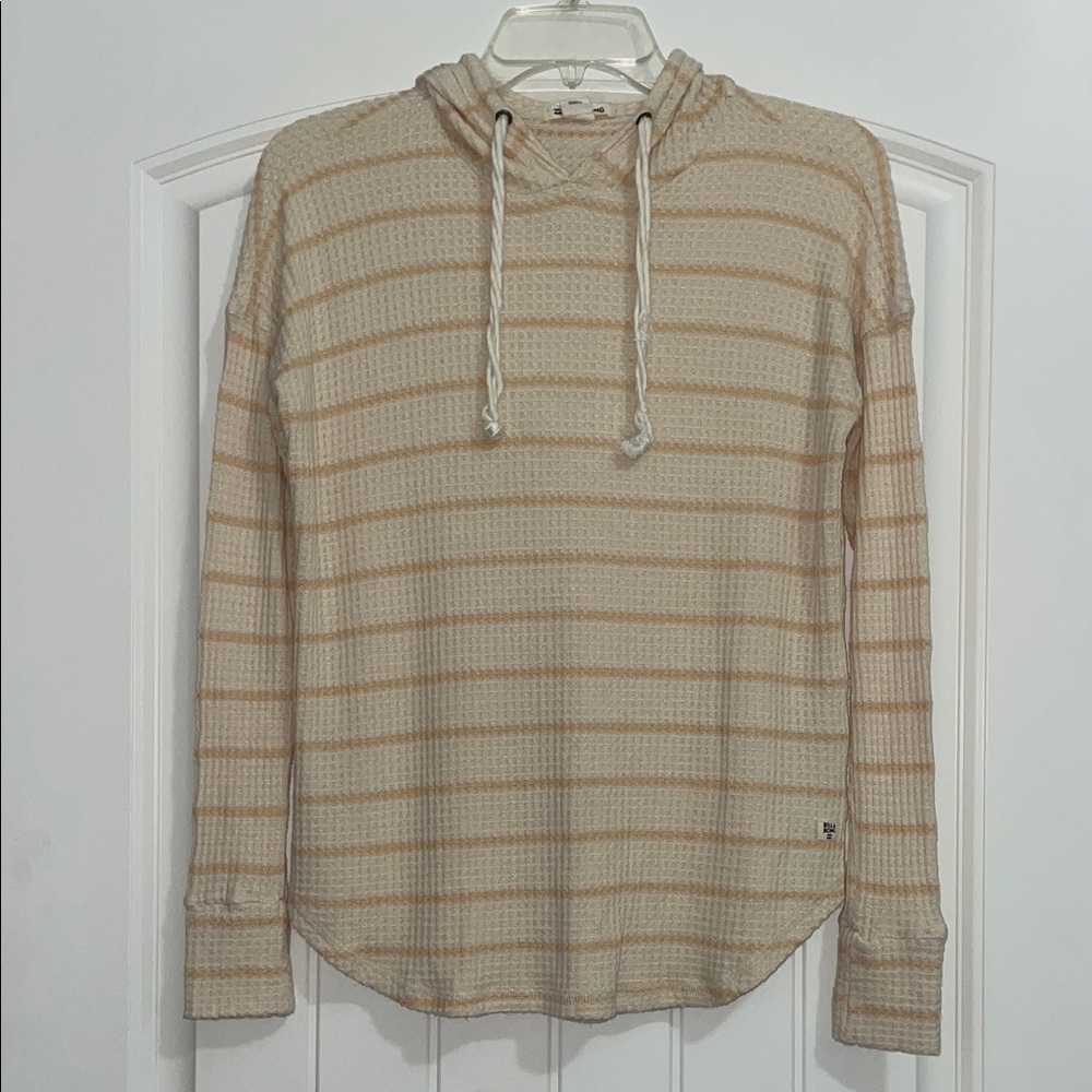 Billabong Women's Cream and Tan Striped Hoodie
